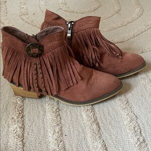 Fringed Suede Ankle Boots